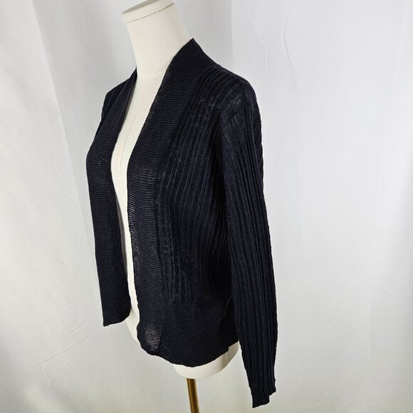 Eileen Fisher Sweater Cardigan Size Small Navy Blue Lightweight Open Front - Picture 2 of 8